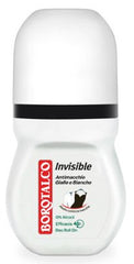 Borotalco Invisible roll-on on skin delivering fresh, long-lasting protection.