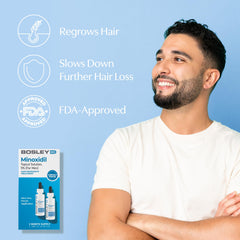BosleyMD professional-strength box highlights men's hair regrowth packaging.