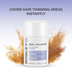 BosleyMD keratin fibers close-up resemble real hair and bind to strands for added body.