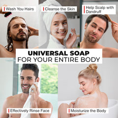Bossman bar forms foamy shampoo and body wash for complete cleansing
