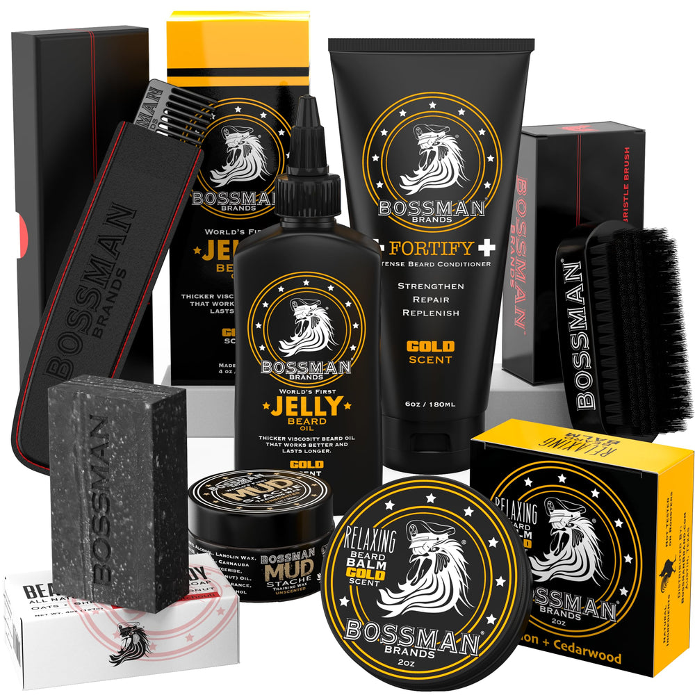 Bossman Big Boss Jelly Oil application boosts beard hydration and softness.