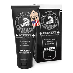 Bossman Fortify Intense Beard Conditioner jar close-up showing rich nourishment for beard fibers