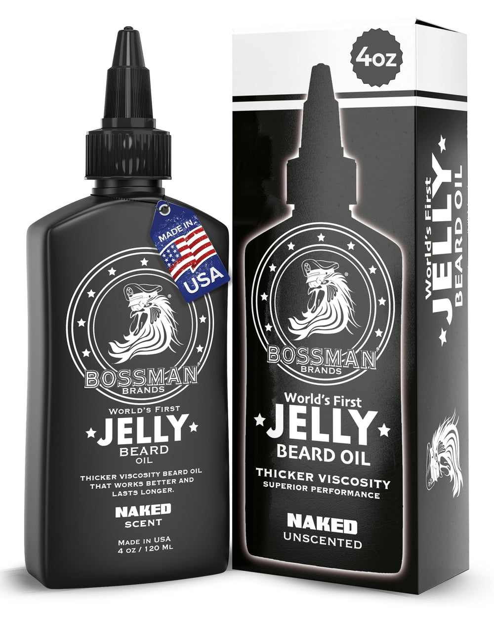 Bossman Jelly Beard Oil application demonstrates smooth, even grooming for a fuller beard.