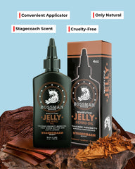 Close-up of thick jelly texture indicating deep hydration for beard softness.