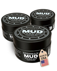 Bossman MUDstache unscented wax jar for clean, odor-free styling.