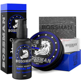 Bossman beard oil bottle for hydrated, softer beard.