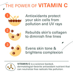 Label close-up showing vitamin C and natural extracts for gentle brightening care