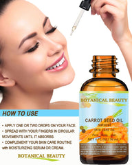 Botanical Beauty carrot seed oil amber glass close-up signals premium oil.