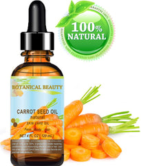 Botanical Beauty carrot seed oil dropper for precise, mess-free scalp nourishment.