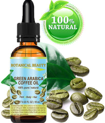 Botanical Beauty Green Arabica Coffee Oil pour, showcasing quick absorption and a non-greasy finish.