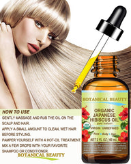 Botanical Beauty Hibiscus Oil for hair growth, strengthens and adds shine.