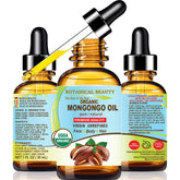 Botanical Beauty Mongongo Oil bottle pour for skin hydration and nourishment.