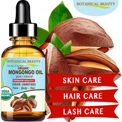 Botanical Beauty Mongongo Oil ingredient label highlights vitamins and minerals.