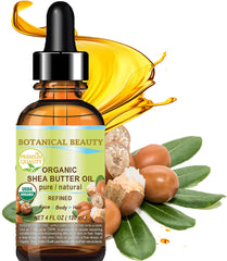 Texture close-up shows rich, lightweight shea oil for skin
