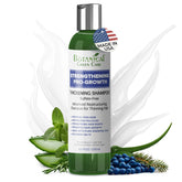 Botanical Green Care Strengthening Pro-Growth Shampoo bottle promotes fuller-looking hair.