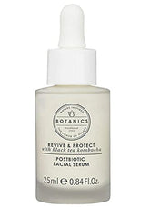 Botanics Revive & Protect serum bottle close-up showing vegan protection for skin.
