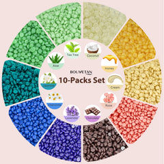 Travel-friendly Bouvetan wax beads packaging for on-the-go waxing.