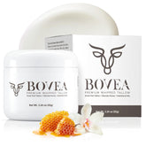 BOVEA whipped tallow honey balm packaging shows premium ingredients for skin nourishment.