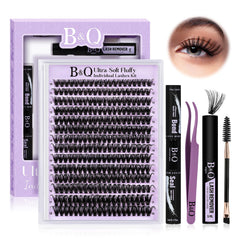 B&Qaugen lash extension kit for beginners with 70D 10-18mm, easy DIY lash look.