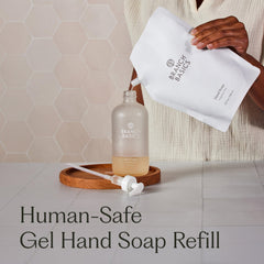 Branch Basics gel hand soap bottle with pump ready for safe, gentle handwashing.