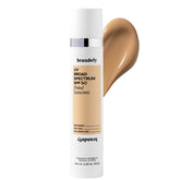 Brandefy UV tinted SPF 50 bottle closeup showing clear, hydrating mineral protection.