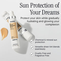 Brandefy UV tinted SPF 50 cream texture on hand for easy blending.