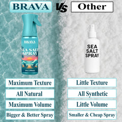 BRAVA Sea Salt Spray adds lightweight volume for beach-ready hair.