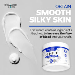 Bravado Labs Premium Penile Health Creme texture closeup highlighting fast absorbing formula