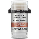 Bravo Sierra aluminum-free deodorant bottle with cedarwood and white vetiver for long-lasting protection