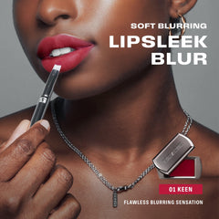 BRAYE Lipsleek Blur lip swatches show buildable color on lips.