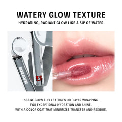 BRAYE Thin Glow Tint lip swatch reveals glossy, water-grip finish.
