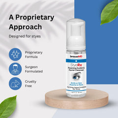 BrazzoMD Stye Relief foaming pump bottle, easy dispensing for quick cleansing