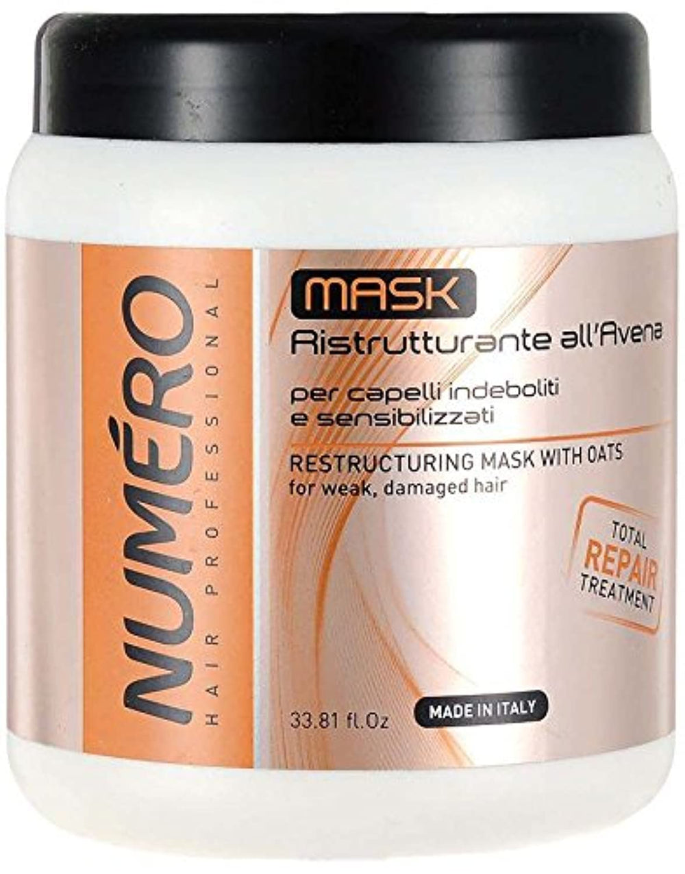 Brelil Numero cream mask with oats in a jar nourishes and restores dry hair