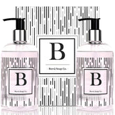 Brevä Soap Co. monogrammed bottle front view for chic bathroom decor.