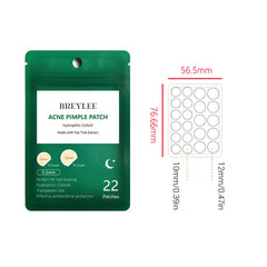 BREYLEE hydrocolloid patch on skin absorbing impurities overnight.