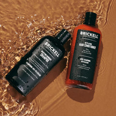 Brickell Daily Relieving Conditioner bottle close-up showing soothing scalp nourishment.