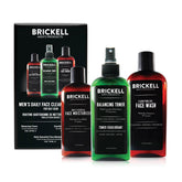 Brickell Men's Daily Face Cleanse Routine packaging shown for easy at-home oily skin care