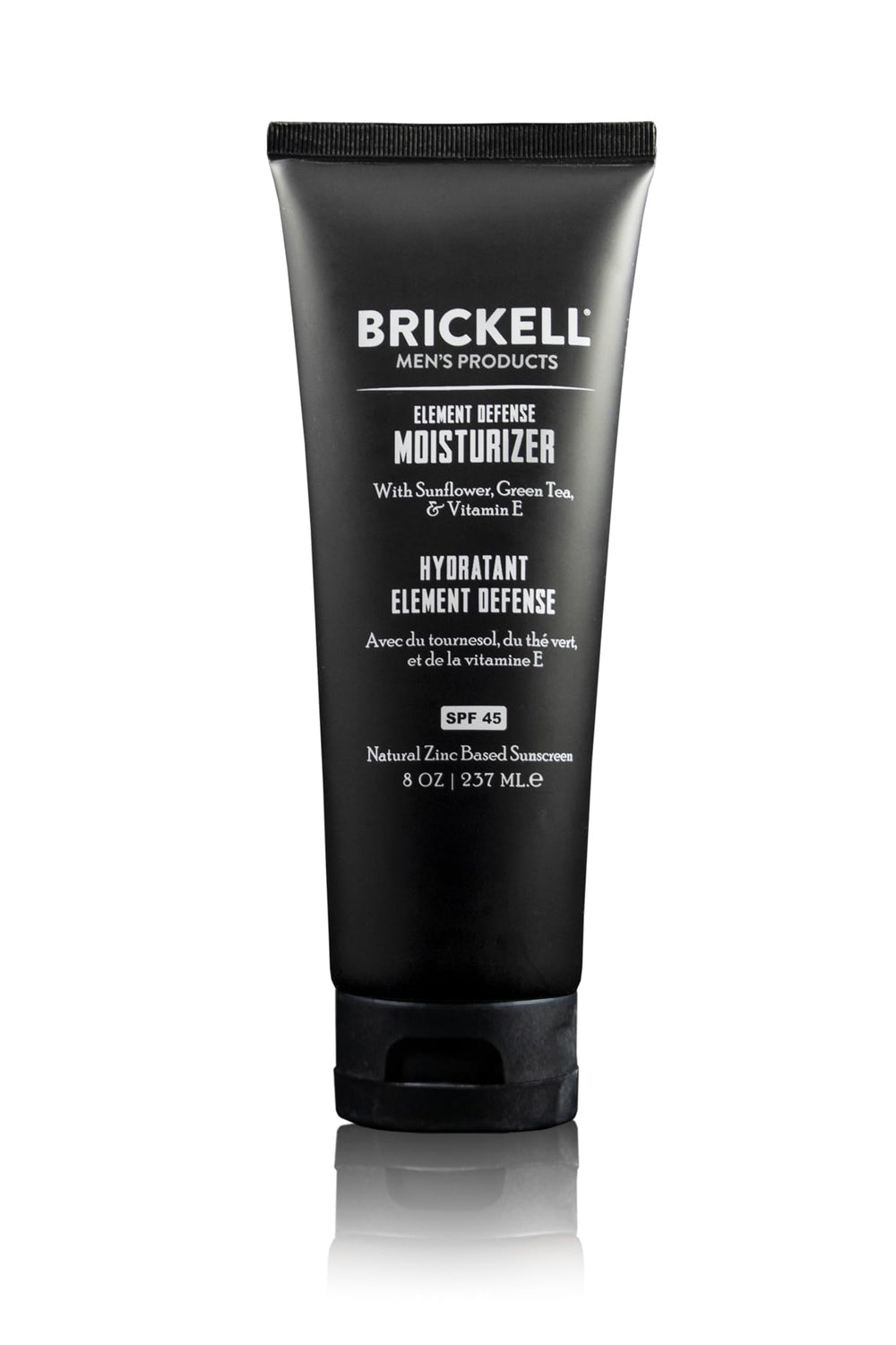 Brickell Men's Element Defense SPF45 tube for easy, unscented sun protection.