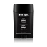 Brickell natural deodorant unscented bottle close-up showing aluminum-free formula