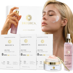 BRIGHCA Collagen Melting Mask Set packaging showing all components for an all-skin-types routine
