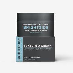 BRIGHTSIDE Textured Cream bottle showing lightweight hold and matte finish.