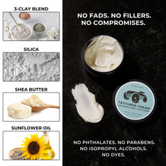 BRIGHTSIDE Textured Cream in hands applying for quick texture and definition.