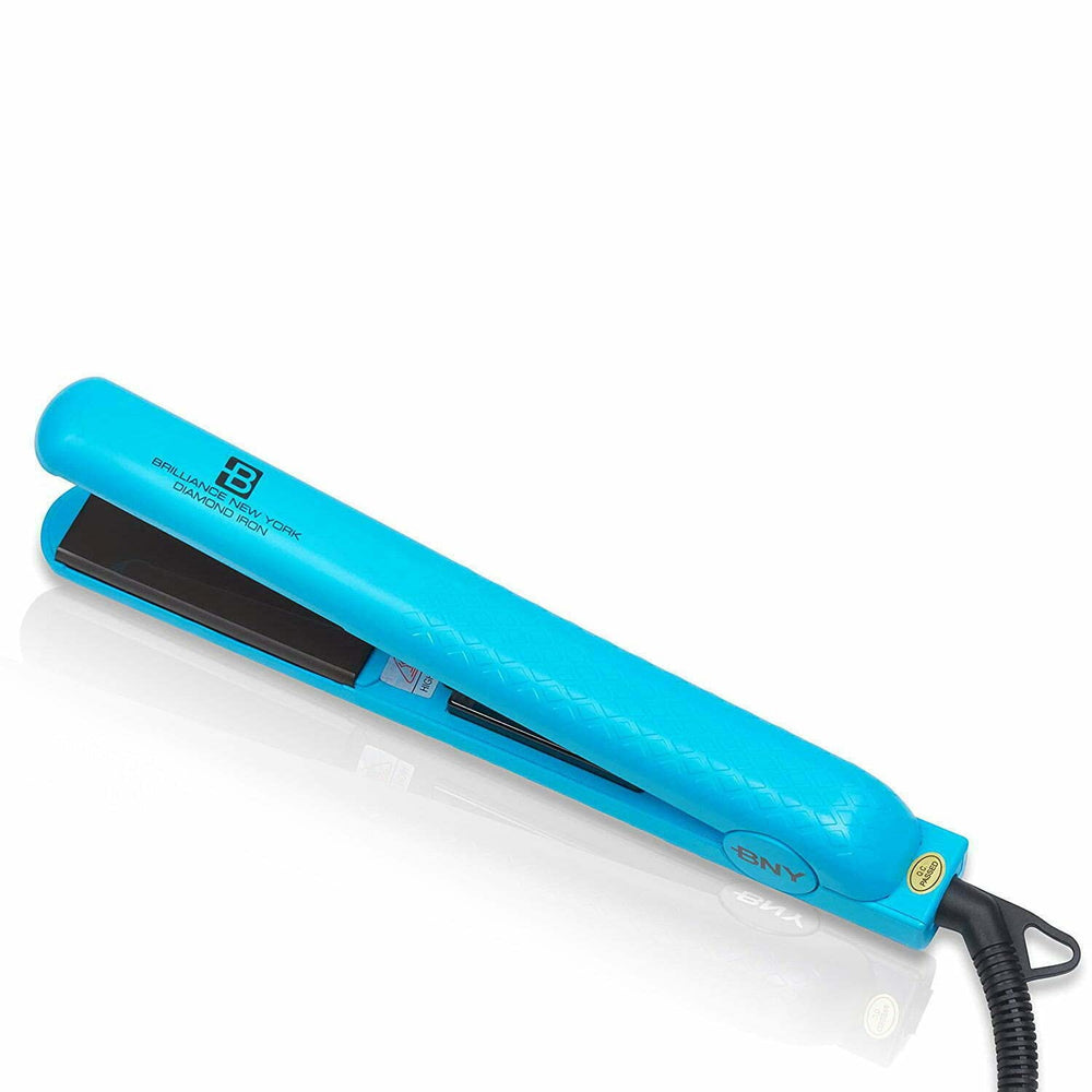 Brilliance New York diamond ceramic flat iron with 1.25 inch plates for smooth, frizz-free styling.