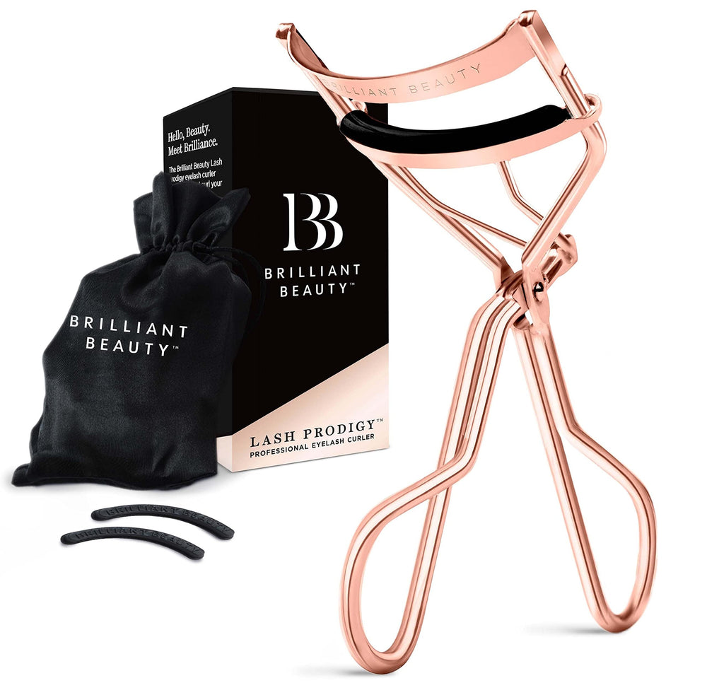 Brilliant Beauty eyelash curler in rose gold for a smooth pinch-free curl.