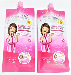Brilliant Skin Essentials sunscreen gel-cream pack of 2 sachets for daily UV protection.