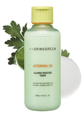 BRING GREEN Artemisia Toner bottle pour demonstrates refreshing hydration for daily skincare.