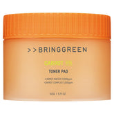 BRING GREEN Carrot Toner Pad packaging showing vegan formula for daily skincare.