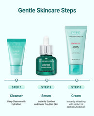 BRING GREEN Tea Tree Cica Cream moisturizer close-up showing creamy texture for balanced hydration.
