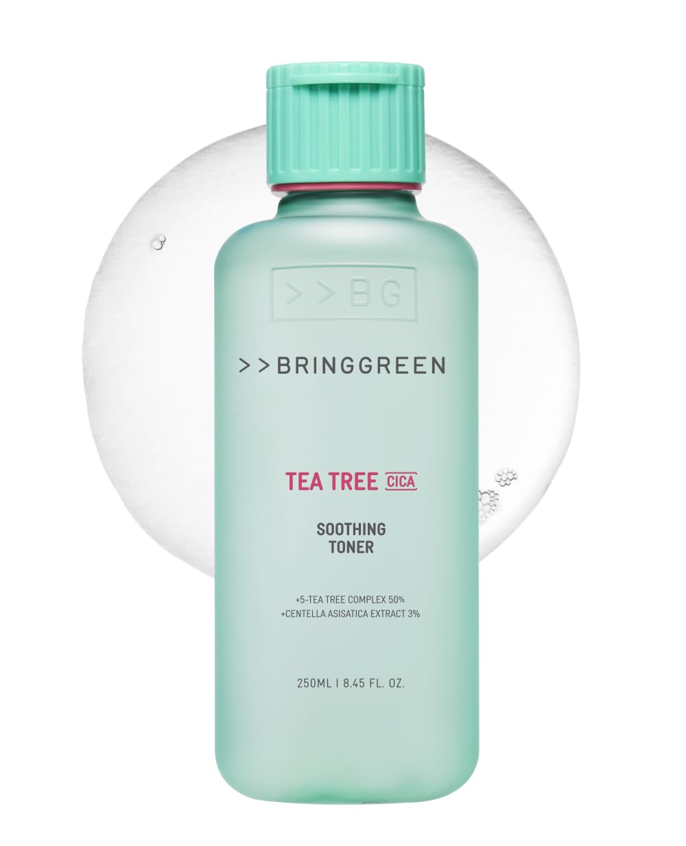 BRING GREEN Tea Tree CICA Toner bottle showing cooling hydration for daily use