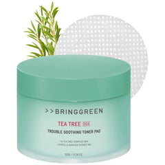BRING GREEN Tea Tree CICA Toner Pad packaging promotes a clean, travel-friendly skincare routine.